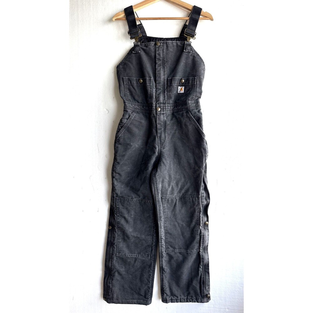 Carhartt Insulated Duck Black Bib Overalls Women’s XS 0/2 Short 101046 001